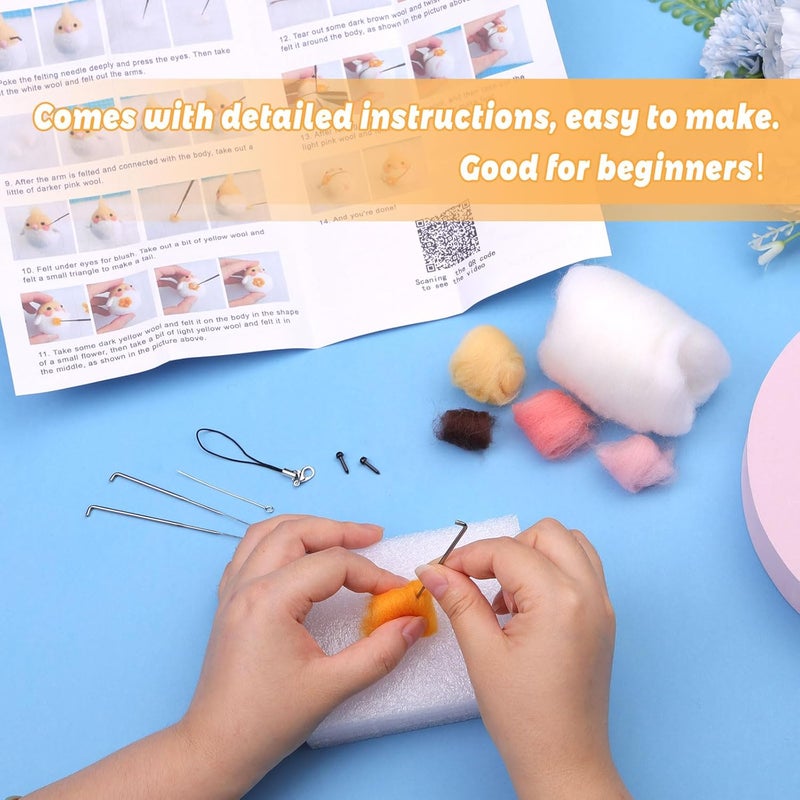 SOCNITC Needle Felting Kit for Beginners, Animal Doll Making Supplies with Tools, Soft Wool Roving, Foam Mat, Instructions, Accessories for Adults - Image 5